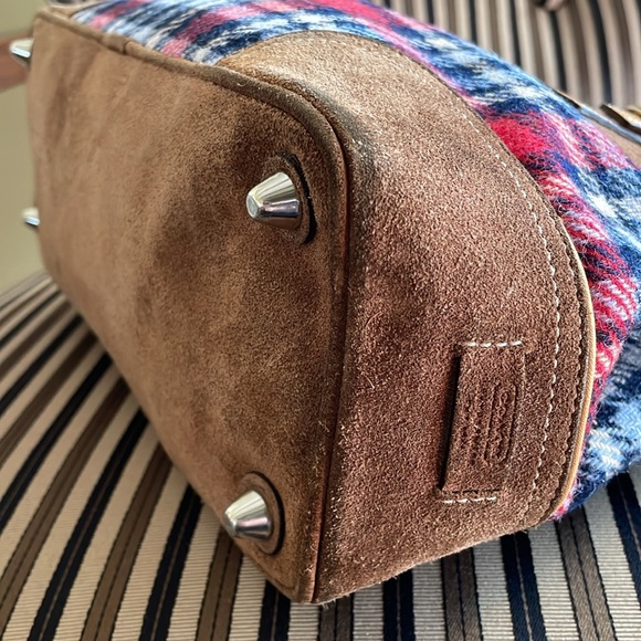 Vintage Coach Hamptons Tartan Wool Plaid & Suede carryall 9521 W/ COIN PURSE - Picture 8 of 15